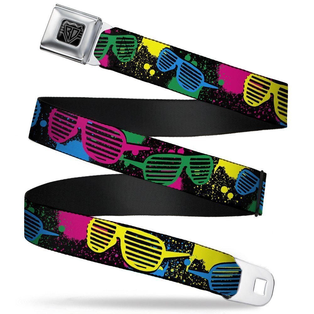 4567 Seatbelt Belt Eighties Shades Splatter Black/Neon 1.0" Wide